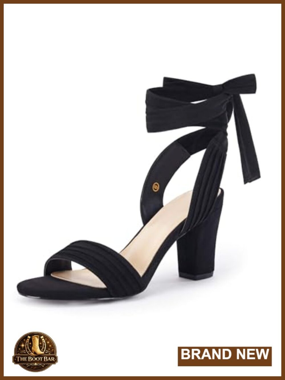 Faux Suede Strappy High Heels Lace Up Chunky Heel Sandals Open Toe Dress Shoes